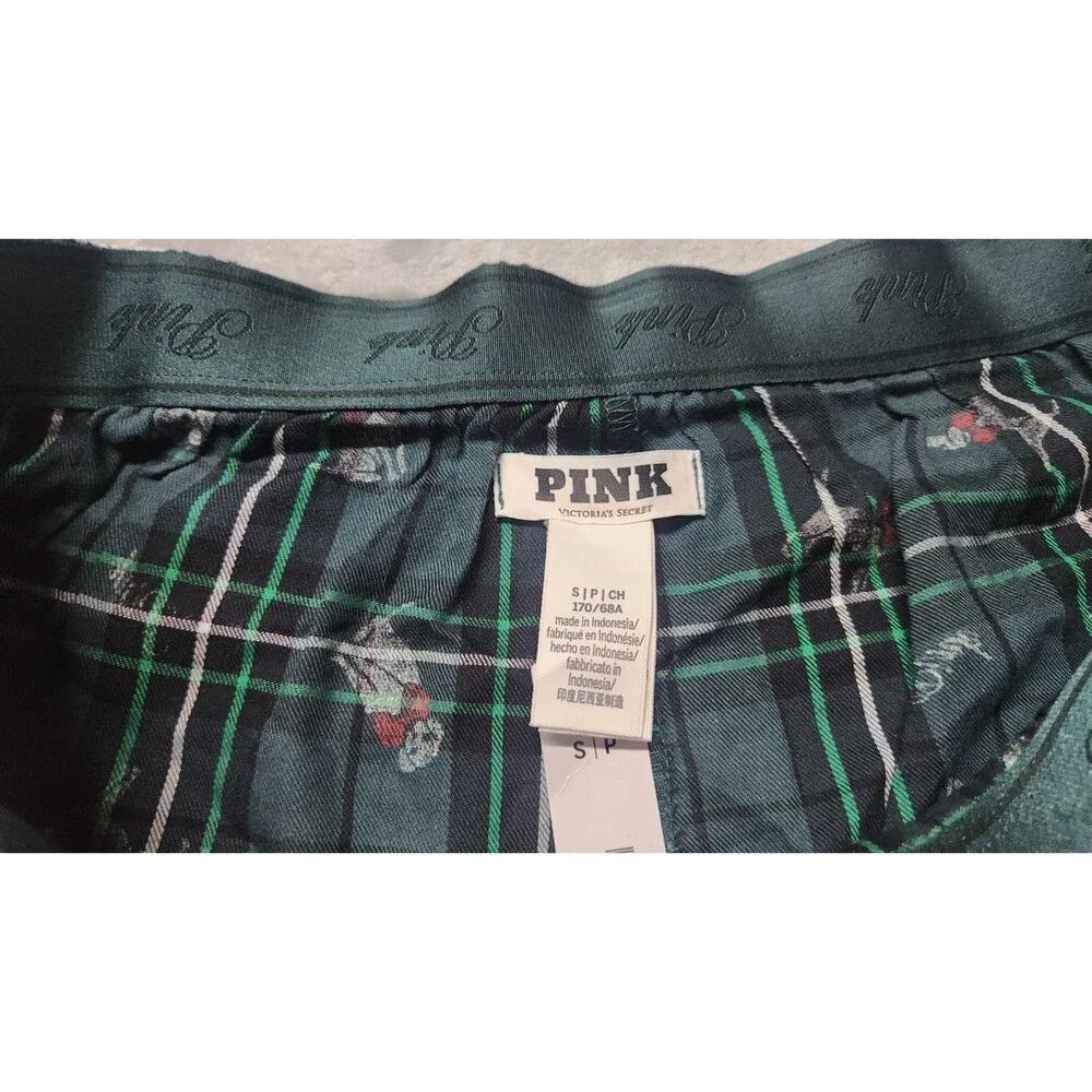 Victoria's Secret Women's Small Green Holiday Dogs Silky Sleep Boxy Pajama Short